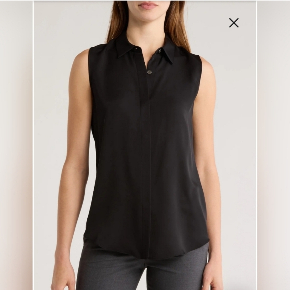 New Theory - Black Silk Button-Up Shirt